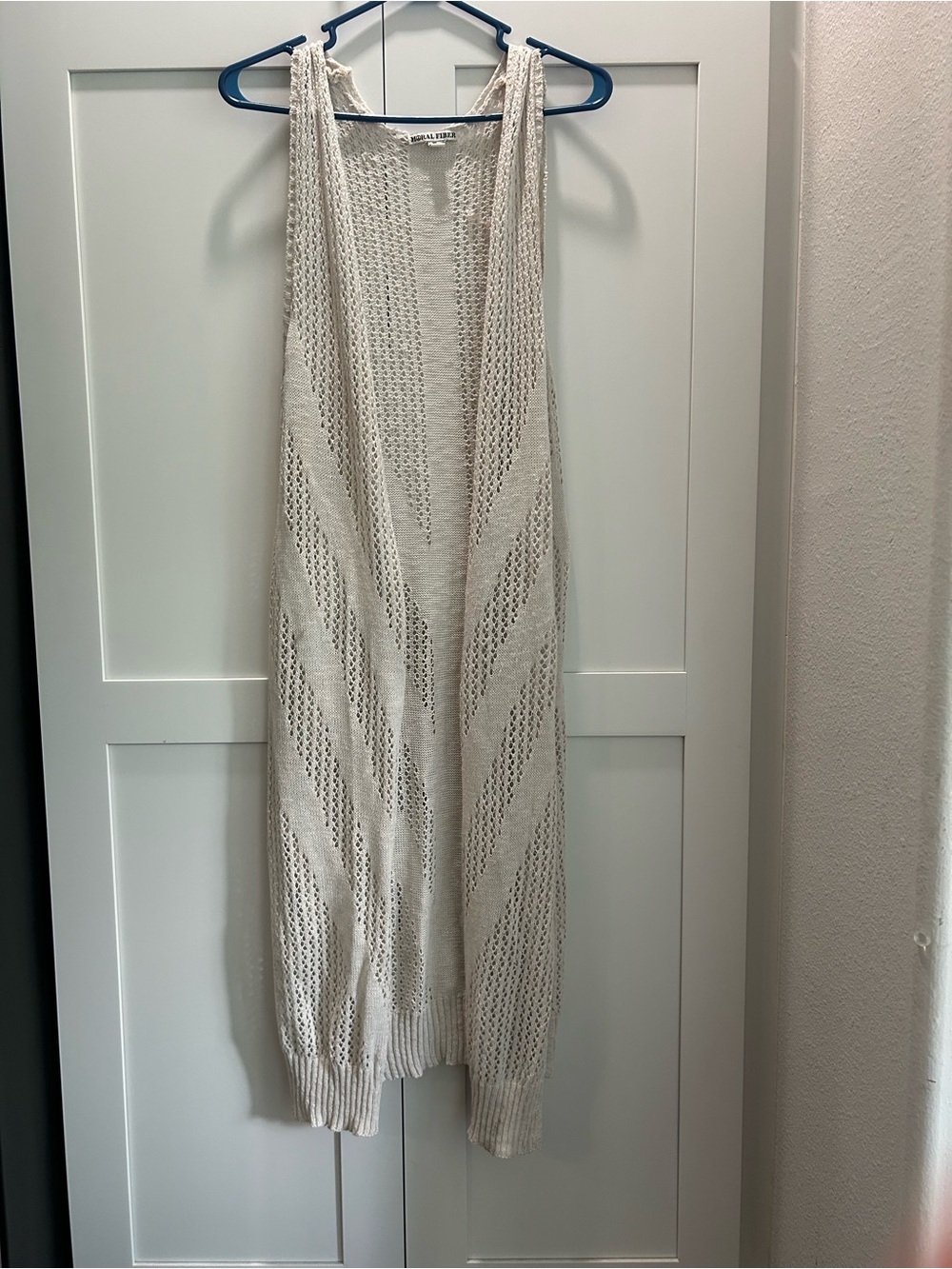 Moral Fiber Open-Knit Long Vest in Cream